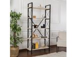 Skye Decor, Elysian - Travertino, Nero, Libreria, Travertino, 100 % Truciolato Rivestito In Melamina, 90 X 33,5 X 180 Cm