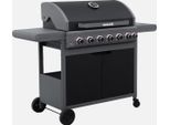 sweeek - Gasgrill 6 Brenner + 1 Seitenbrenner - Schwarz