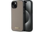 Dkny Dkhmp15Spghlme Custodia Rigida Per Iphone 15 6.1 BeżOwy/Beige Logo In Metallo Granulato Magsafe