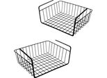 Set Di 2 Cestini Sottopiano In Metallo - Ciascuno Circa 32 X 27 X 14 Cm - Cestino Da Appendere In Nero (Set Di 2 / Piccolo)