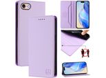 Custodia In Pelle Per Iphone 6/7/8/8/SE 2020/Iphone Se 2022, Custodia Flip Con Slot Per Carte, Portafoglio E Supporto Viola