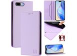 Custodia In Pelle Per Iphone 6S Plus / 7 Plus / 8 Plus, Flip Case Con Slot Per Carte, Portafoglio E Supporto Viola