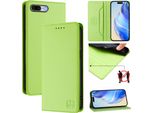Custodia In Pelle Per Iphone 6S Plus / 7 Plus / 8 Plus, Flip Case Con Slot Per Carte, Portafoglio E Supporto Verde
