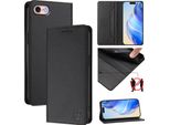 Custodia In Pelle Per Iphone 6/7/8/8/SE 2020/Iphone Se 2022, Custodia Flip Con Slot Per Carte, Portafoglio E Supporto Nero