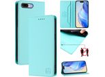 Custodia In Pelle Per Iphone 6S Plus / 7 Plus / 8 Plus, Flip Case Con Slot Per Carte, Portafoglio E Supporto Turchese