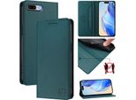 Custodia In Pelle Per Iphone 6S Plus / 7 Plus / 8 Plus, Flip Case Con Slot Per Carte, Portafogli E Supporto Verde Scuro