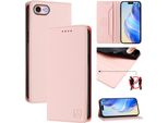 Custodia In Pelle Per Iphone 6/7/8/8/SE 2020/Iphone Se 2022, Custodia Flip Con Slot Per Carte, Portafoglio E Supporto Rosa