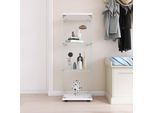 CDGlobal Glasvitrine Standvitrine in Weiß, Modern Glas Holz Vitrine 4-Lagen Vitrine aus Glas für Sammlerstücke Bücher Wein, für Büro Wohnzimmer Küche, 16,7x14,3x49.3