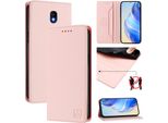 Custodia In Pelle Per Samsung Galaxy J7 2017 / J7 Pro 2017, Flip Case Con Slot Per Carte, Portafoglio E Supporto Rosa