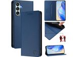 Custodia In Pelle Per Samsung Galaxy M34 5G/F34 5G, Flip Case Con Slot Per Carte, Portafoglio E Supporto Blu