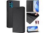 Custodia In Pelle Per Motorola Moto G22, Flip Case Con Slot Per Carte, Portafoglio E Supporto Nero