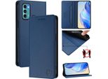 Custodia In Pelle Per Motorola Moto G60/Moto G40 Fusion, Flip Case Con Slot Per Carte, Portafoglio E Supporto Blu
