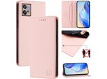Custodia In Pelle Per Motorola Moto G32, Flip Case Con Slot Per Carte, Portafoglio E Supporto Rosa
