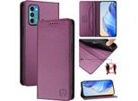 Custodia In Pelle Per Motorola Moto G60/Moto G40 Fusion, Flip Case Con Slot Per Carte, Portafoglio E Supporto Viola