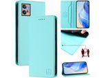 Custodia In Pelle Per Motorola Moto G32, Flip Case Con Slot Per Carte, Portafoglio E Supporto Turchese