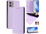 Custodia In Pelle Per Motorola Moto G32, Flip Case Con Slot Per Carte, Portafoglio E Supporto Viola