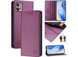 Custodia In Pelle Per Motorola Moto G32, Flip Case Con Slot Per Carte, Portafoglio E Supporto Viola