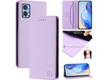 Custodia In Pelle Per Motorola Moto E22/Moto E22I, Flip Case Con Slot Per Carte, Portafoglio E Supporto Viola