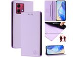 Custodia In Pelle Per Motorola Moto G84, Flip Case Con Slot Per Carte, Portafoglio E Supporto Viola