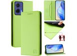 Custodia In Pelle Per Motorola Moto G85, Flip Case Con Slot Per Carte, Portafoglio E Supporto Verde