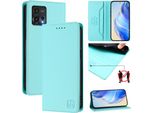 Custodia In Pelle Per Motorola Moto G72, Flip Case Con Slot Per Carte, Portafoglio E Supporto Turchese