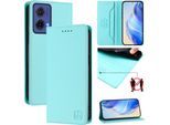 Custodia In Pelle Per Motorola Moto G85, Flip Case Con Slot Per Carte, Portafoglio E Supporto Turchese