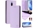 Custodia In Pelle Per Xiaomi Redmi 8/Redmi 8A, Flip Case Con Slot Per Carte, Portafoglio E Supporto Viola