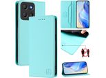 Custodia In Pelle Per Motorola Moto G15, Flip Case Con Slot Per Carte, Portafoglio E Supporto Turchese