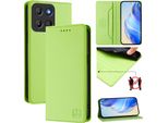 Custodia In Pelle Per Motorola Moto G15, Flip Case Con Slot Per Carte, Portafoglio E Supporto Verde