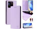 Custodia In Pelle Per Xiaomi Redmi 10A/Redmi 9C, Flip Case Con Slot Per Carte, Portafoglio E Supporto Viola