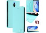 Custodia In Pelle Per Xiaomi Redmi 8/Redmi 8A, Flip Case Con Slot Per Carte, Portafoglio E Supporto Turchese