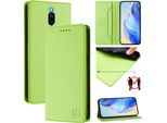 Custodia In Pelle Per Xiaomi Redmi 8/Redmi 8A, Flip Case Con Slot Per Carte, Portafoglio E Supporto Verde