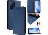 Custodia In Pelle Per Xiaomi 11T / 11T Pro, Flip Case Con Slot Per Carte, Portafoglio E Supporto Blu