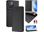 Custodia In Pelle Per Xiaomi Redmi 10, Flip Case Con Slot Per Carte, Portafoglio E Supporto Nero