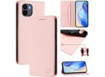 Custodia In Pelle Per Xiaomi Poco C50/C51/Redmi A1+/Redmi A2+, Flip Case Con Slot Per Carte, Portafoglio E Supporto Rosa