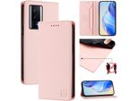Custodia In Pelle Per Xiaomi Poco F5 Pro/Redmi K60/K60 Pro, Custodia Flip Con Slot Per Carte, Portafoglio E Supporto Rosa