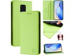 Custodia In Pelle Per Xiaomi Redmi Note 9S/9 Pro/9 Pro Max, Flip Case Con Slot Per Carte, Portafoglio E Supporto Verde