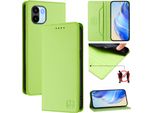 Custodia In Pelle Per Xiaomi Redmi A1/Redmi A2, Flip Case Con Slot Per Carte, Portafoglio E Supporto Verde