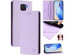 Custodia In Pelle Per Xiaomi Redmi Note 9, Flip Case Con Slot Per Carte, Portafoglio E Supporto Viola