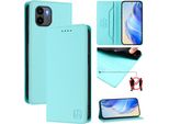 Custodia In Pelle Per Xiaomi Poco C50/C51/Redmi A1+/Redmi A2+, Flip Case Con Slot Per Carte, Portafoglio E Supporto Turchese