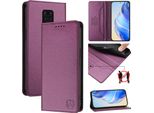 Custodia In Pelle Per Xiaomi Redmi Note 9S/9 Pro/9 Pro Max, Custodia Flip Con Slot Per Carte, Portafoglio E Supporto Viola