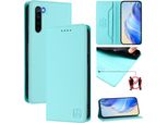 Custodia In Pelle Per Xiaomi Redmi Note 8, Flip Case Con Slot Per Carte, Portafoglio E Supporto Turchese