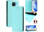 Custodia In Pelle Per Xiaomi Redmi Note 9, Flip Case Con Slot Per Carte, Portafoglio E Supporto Turchese