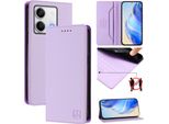 Custodia In Pelle Per Xiaomi Redmi Note 13 5G, Flip Case Con Slot Per Carte, Portafoglio E Supporto Viola
