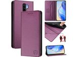 Custodia In Pelle Per Xiaomi Redmi Note 8 Pro, Flip Case Con Slot Per Carte, Portafoglio E Supporto Viola