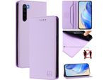 Custodia In Pelle Per Xiaomi Redmi Note 8, Flip Case Con Slot Per Carte, Portafoglio E Supporto Viola