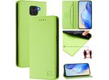 Custodia In Pelle Per Xiaomi Redmi Note 9, Flip Case Con Slot Per Carte, Portafoglio E Supporto Verde