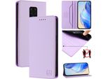 Custodia In Pelle Per Xiaomi Redmi Note 9S/9 Pro/9 Pro Max, Custodia Flip Con Slot Per Carte, Portafoglio E Supporto Viola