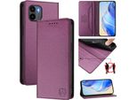 Custodia In Pelle Per Xiaomi Poco C50/C51/Redmi A1+/Redmi A2+, Flip Case Con Slot Per Carte, Portafogli E Stand Viola