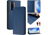 Custodia In Pelle Per Xiaomi Poco F5 Pro/Redmi K60/K60 Pro, Flip Case Con Slot Per Carte, Portafoglio E Supporto Blu
